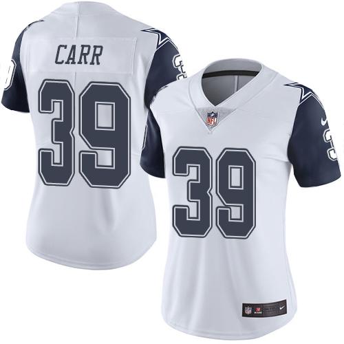 Nike Cowboys #39 Brandon Carr White Women's Stitched NFL Limited Rush Jersey Nike Cowboys #39 Brandon Carr White Women's Stitched NFL Limited Rush Jersey