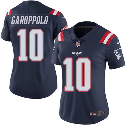Nike Patriots #10 Jimmy Garoppolo Navy Blue Women's Stitched NFL Limited Rush Jersey Nike Patriots #10 Jimmy Garoppolo Navy Blue Women's Stitched NFL Limited Rush Jersey