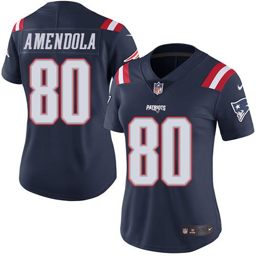 Nike Patriots #80 Danny Amendola Navy Blue Women's Stitched NFL Limited Rush Jersey Nike Patriots #80 Danny Amendola Navy Blue Women's Stitched NFL Limited Rush Jersey