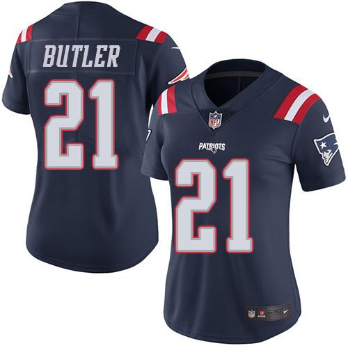 Nike Patriots #21 Malcolm Butler Navy Blue Women's Stitched NFL Limited Rush Jersey Nike Patriots #21 Malcolm Butler Navy Blue Women's Stitched NFL Limited Rush Jersey