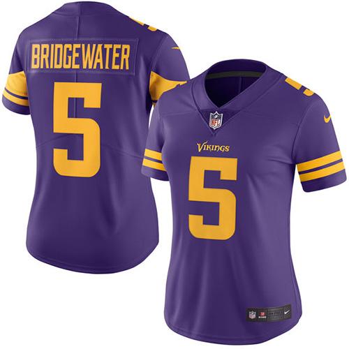 Nike Vikings #5 Teddy Bridgewater Purple Women's Stitched NFL Limited Rush Jersey Nike Vikings #5 Teddy Bridgewater Purple Women's Stitched NFL Limited Rush Jersey
