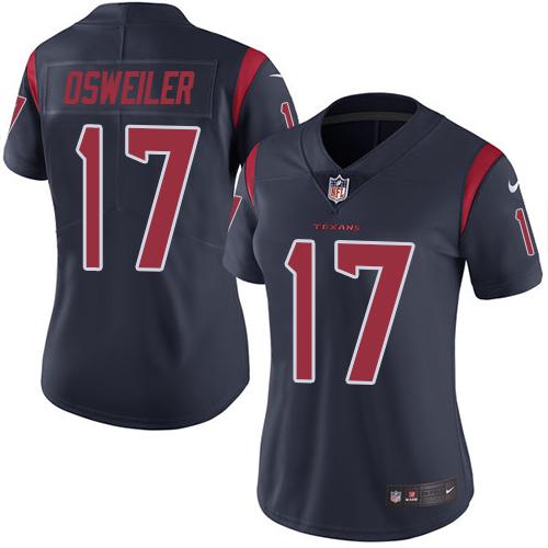Nike Texans #17 Brock Osweiler Navy Blue Women's Stitched NFL Limited Rush Jersey Nike Texans #17 Brock Osweiler Navy Blue Women's Stitched NFL Limited Rush Jersey