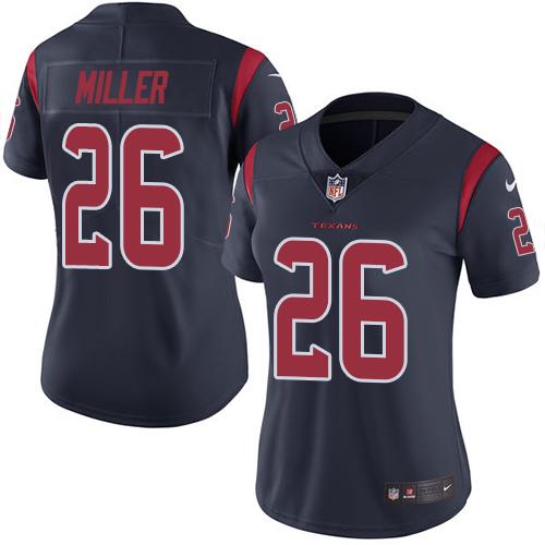 Nike Texans #26 Lamar Miller Navy Blue Women's Stitched NFL Limited Rush Jersey Nike Texans #26 Lamar Miller Navy Blue Women's Stitched NFL Limited Rush Jersey