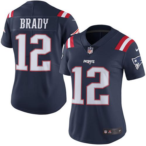 Nike Patriots #12 Tom Brady Navy Blue Women's Stitched NFL Limited Rush Jersey Nike Patriots #12 Tom Brady Navy Blue Women's Stitched NFL Limited Rush Jersey