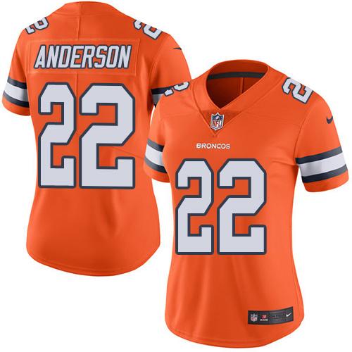 Nike Broncos #22 C.J. Anderson Orange Women's Stitched NFL Limited Rush Jersey Nike Broncos #22 C.J. Anderson Orange Women's Stitched NFL Limited Rush Jersey