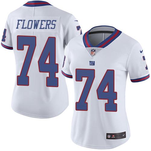 Nike Giants #74 Ereck Flowers White Women's Stitched NFL Limited Rush Jersey Nike Giants #74 Ereck Flowers White Women's Stitched NFL Limited Rush Jersey