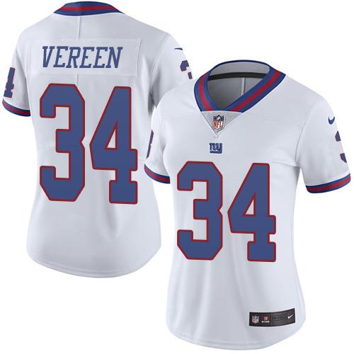 Nike Giants #34 Shane Vereen White Women's Stitched NFL Limited Rush Jersey Nike Giants #34 Shane Vereen White Women's Stitched NFL Limited Rush Jersey