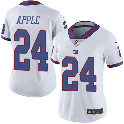 Nike Giants #24 Eli Apple White Women's Stitched NFL Limited Rush Jersey Nike Giants #24 Eli Apple White Women's Stitched NFL Limited Rush Jersey