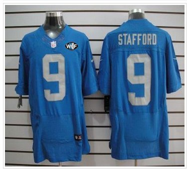 NEW Lions #9 Matthew Stafford Blue Alternate With WCF Patch Throwback Jersey