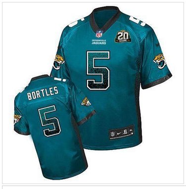Jaguars #5 Blake Bortles Teal Green Team Color With 20TH Season Patch Drift Fashion Jersey Jaguars #5 Blake Bortles Teal Green Team Color With 20TH Season Patch Drift Fashion Jersey
