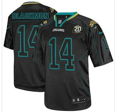 Jaguars #14 Justin Blackmon Lights Out Black With 20TH Season Patch Jersey Jaguars #14 Justin Blackmon Lights Out Black With 20TH Season Patch Jersey