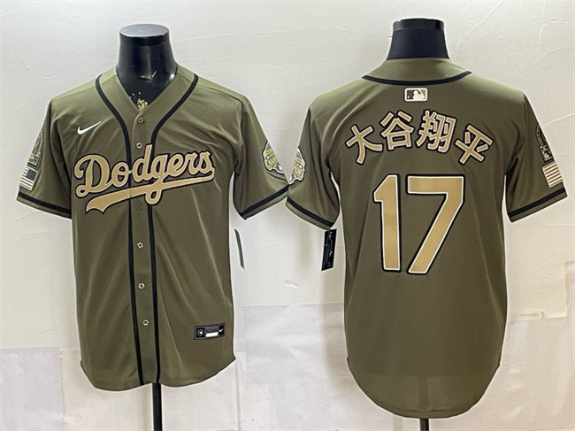 Men's Los Angeles Dodgers #17 大谷翔平 Olive 2026 Armed Forces Day Stitched Baseball Jerseys