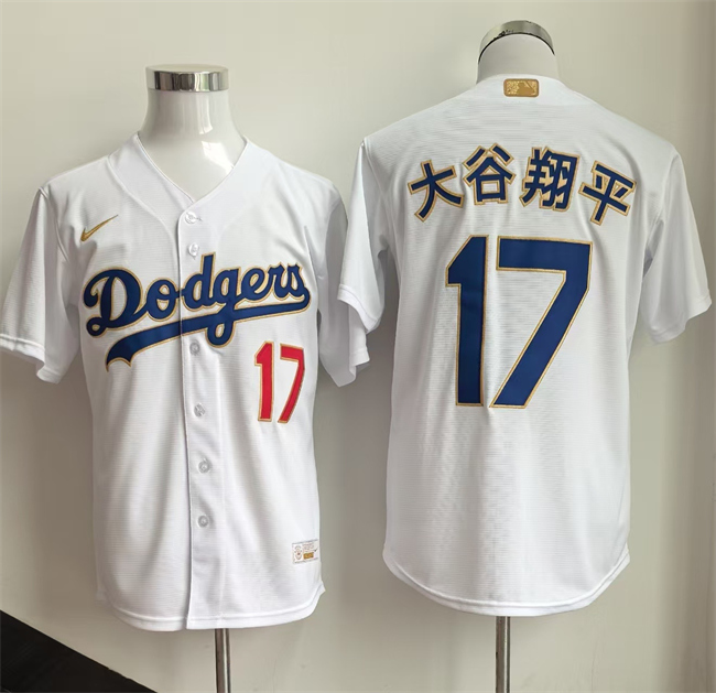 Men's Los Angeles Dodgers #17 大谷翔平 White 2026 Gold Collection Stadium Stitched Baseball Jerseys
